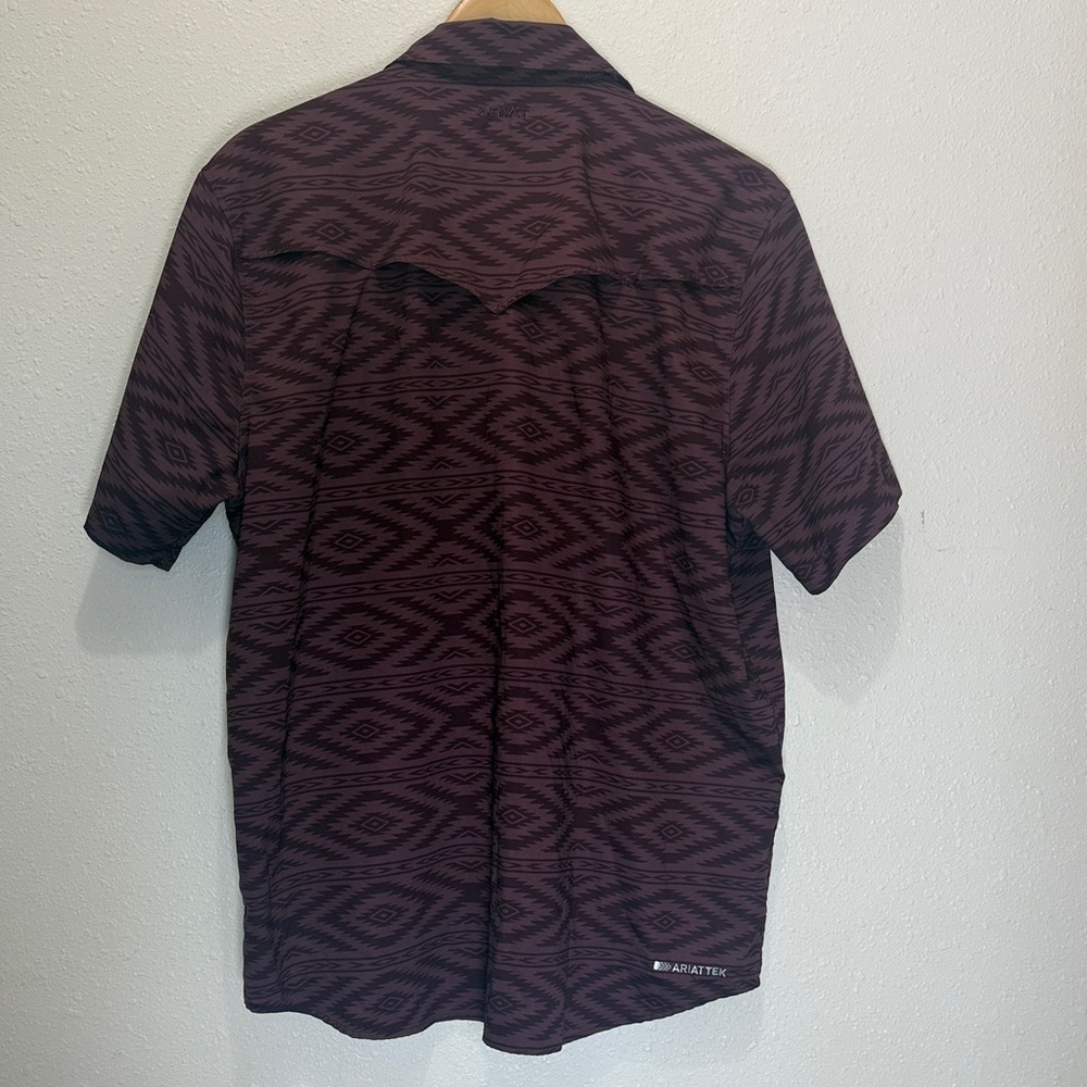 Ariat Men's Maroon Patterned Button Down Shirt, S… - image 3